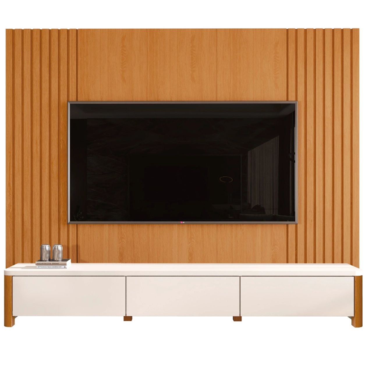 Rack Monaco com Painel Sierra 220cm para Tv Até 75 Polegadas 3 Gavetas Ripado Giga - Imagem 2