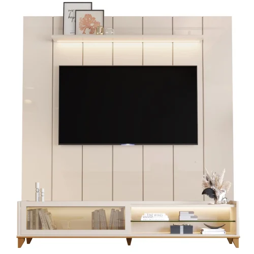 Rack-Vellaro-com-Painel-Lumi-220cm-com-Led-para-Tv-Ate-75-Polegadas-Ripado-1-Porta-de-Vidro-Edn-Off-White-33679